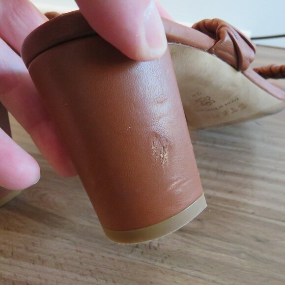 STAUD Frankie Ruched Block Heel Mule Slip On Shoes in Tan Leather - Size US 8 - Picture 13 of 16